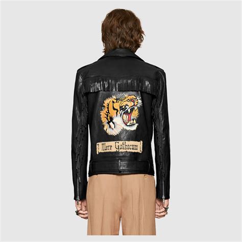 gucci red leather jacket and pants men|gucci tiger leather jacket.